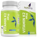 NutriZing K2 Vitamin Supplement MK-7 - Hohe Festigkeit 600mcg - Unterstützt Knochen und arterielle Gesundheit - 90 Vegan Kapseln - Vitamin K2 für Männer & Frauen - 3 Monate Versorgung
