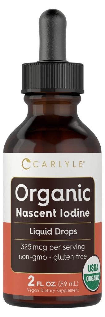 Carlyle Organic Nascent Iodine Liquid Drops... 2 fl oz.. Supplément végétalien....