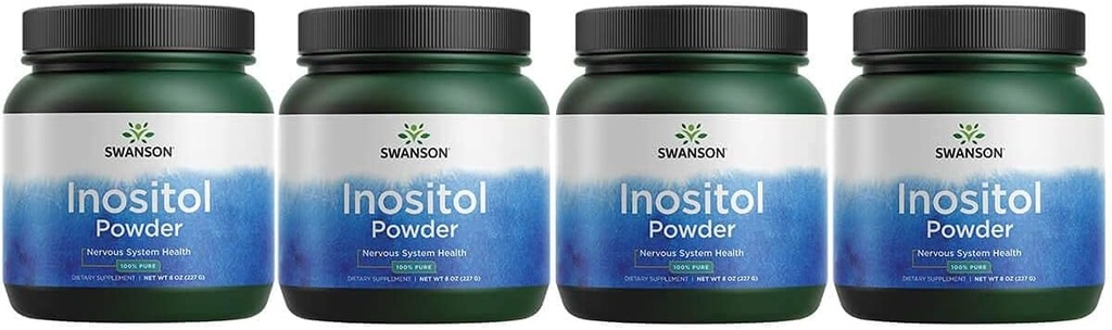 Swanson 100% Pure Inositol Powder - Natural Supplement Promoting Focus & Relaxation - Nerve & Cellular Support- (8oz) 4 Pack