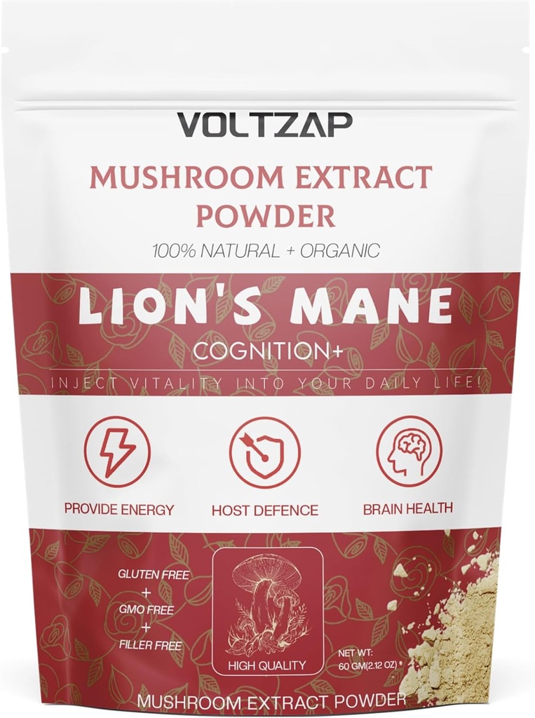 Lions Mane Powder Organic - Relaxation & Physische Verteidigung - Lions Mane Supplement für jugendliche Radiant Skin & Cognition - 2.12OZ(60 Servietten)