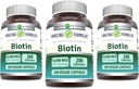 Incredibile Formulas Biotin 10000 mcg Veggie Capsule | Vitamina B7 Supplemento | Non-GMO | Gluten Free | Made in USA (200 Count | 3 Pack)