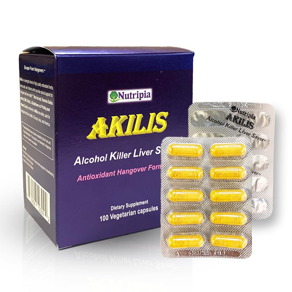 Akilis Liver Support Pills (100 Vegi Caps, 33 Doses) – Boosts Recovery After Drinking for Better Mornings, with Hovenia Dulcis (DHM), Milk Thistle, Prickly Pear, 16 Ingredients