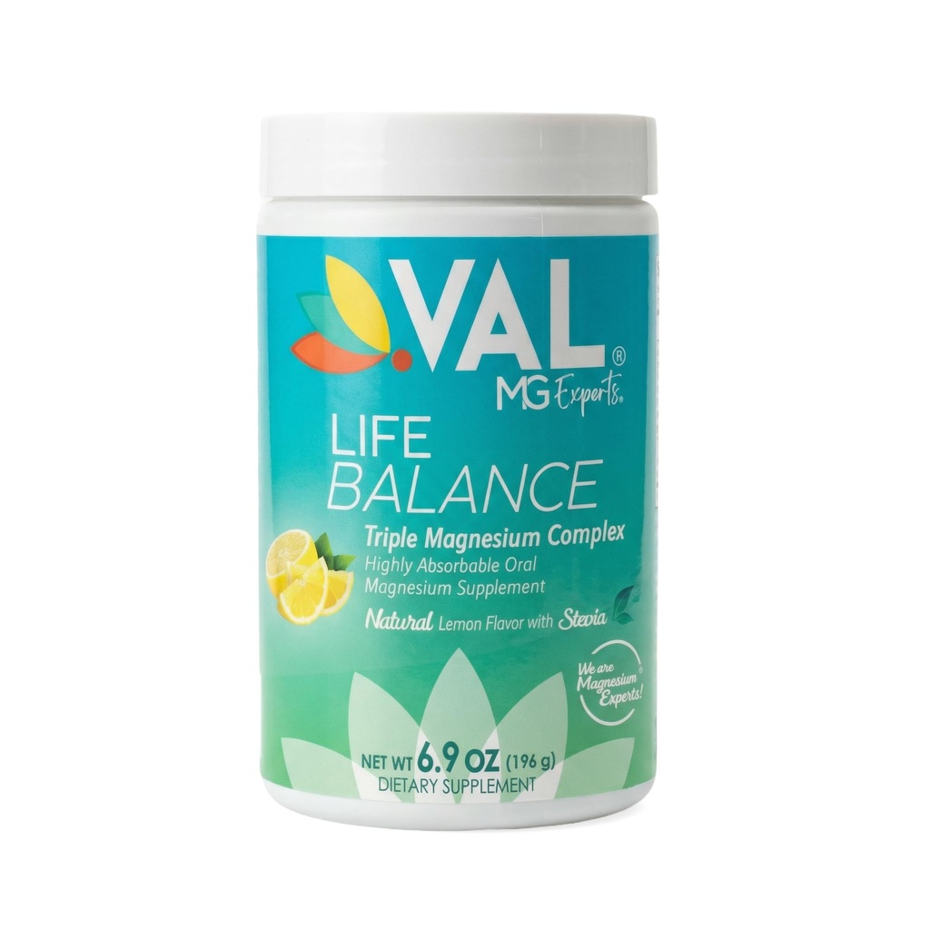 VAL Triple Magnesium Complex Powder – Citrat, Glycinate, Taurate – Anti-Stress Relaxation Drink – Natürliche Zitronenflamme – 400mg Magnesium, Vitamin B6 – 6.9 Unze - 70 Portionen (Pack von 1)