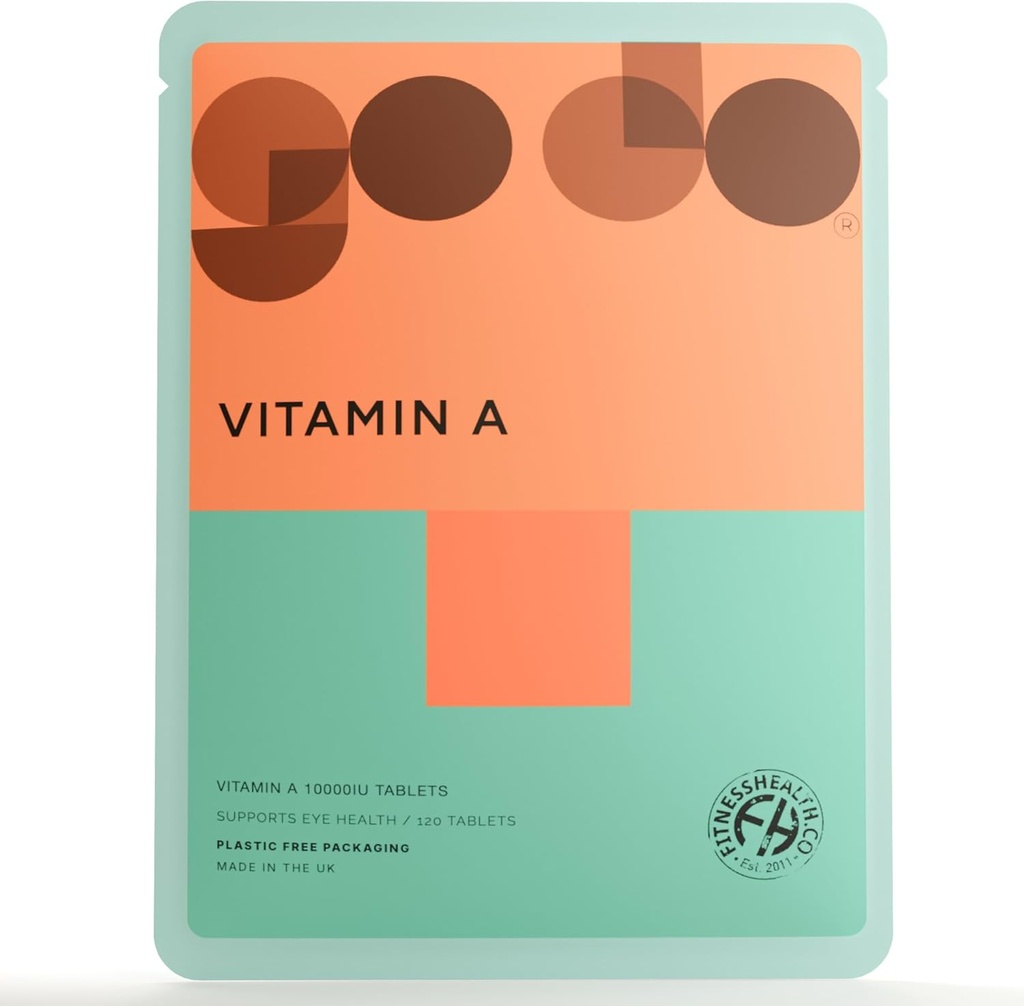 Vitamina A 10000IU 120 Compresse - Pelle sana, Integratore di supporto per la visione - Qualità Nutrizione Mood sano - Adatto per vegani e vegetariani - Imballaggi riciclabili