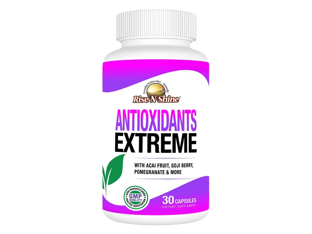 Rise-N-Shine Antiossidanti Supplemento estremo con Acai, Goji Berries, Noni, Mangosteen, Pomegranate, Resveratrolo, Elderberry e più 30 Conte
