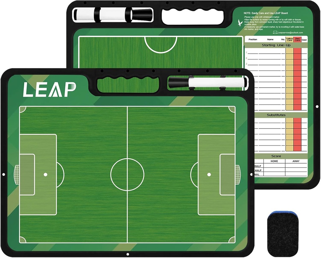 LEAP Coach Board Premium Tactical Clipboard zwei Seiten mit Full & Half Court Dry Erase Marker Board für Basketball, Baseball, Fußball, Hockey
