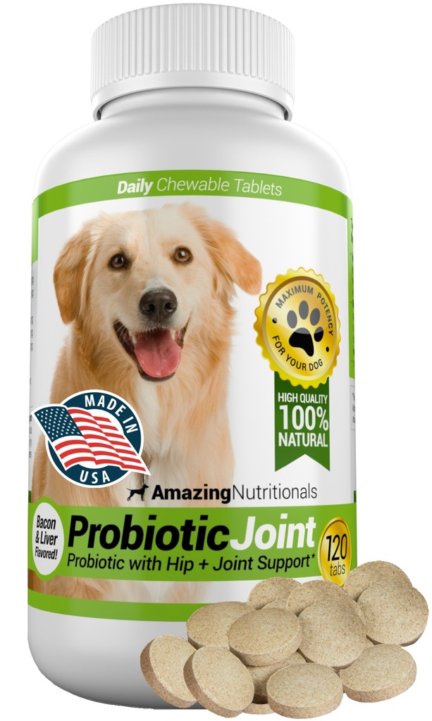 Incredibile Probiotici per cani Elimina diarrea e gas con Hip Joint Pain Relief, 120 Chews