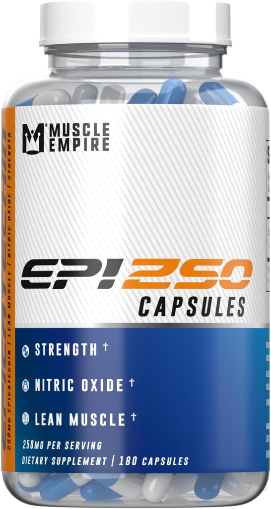 Epicatechin Estratto di capsule | EPI 250mg | 180 conta pillole | Supporta la crescita magra del muscolo, Nitric Oxide Booster & Myostatin Inhibitor
