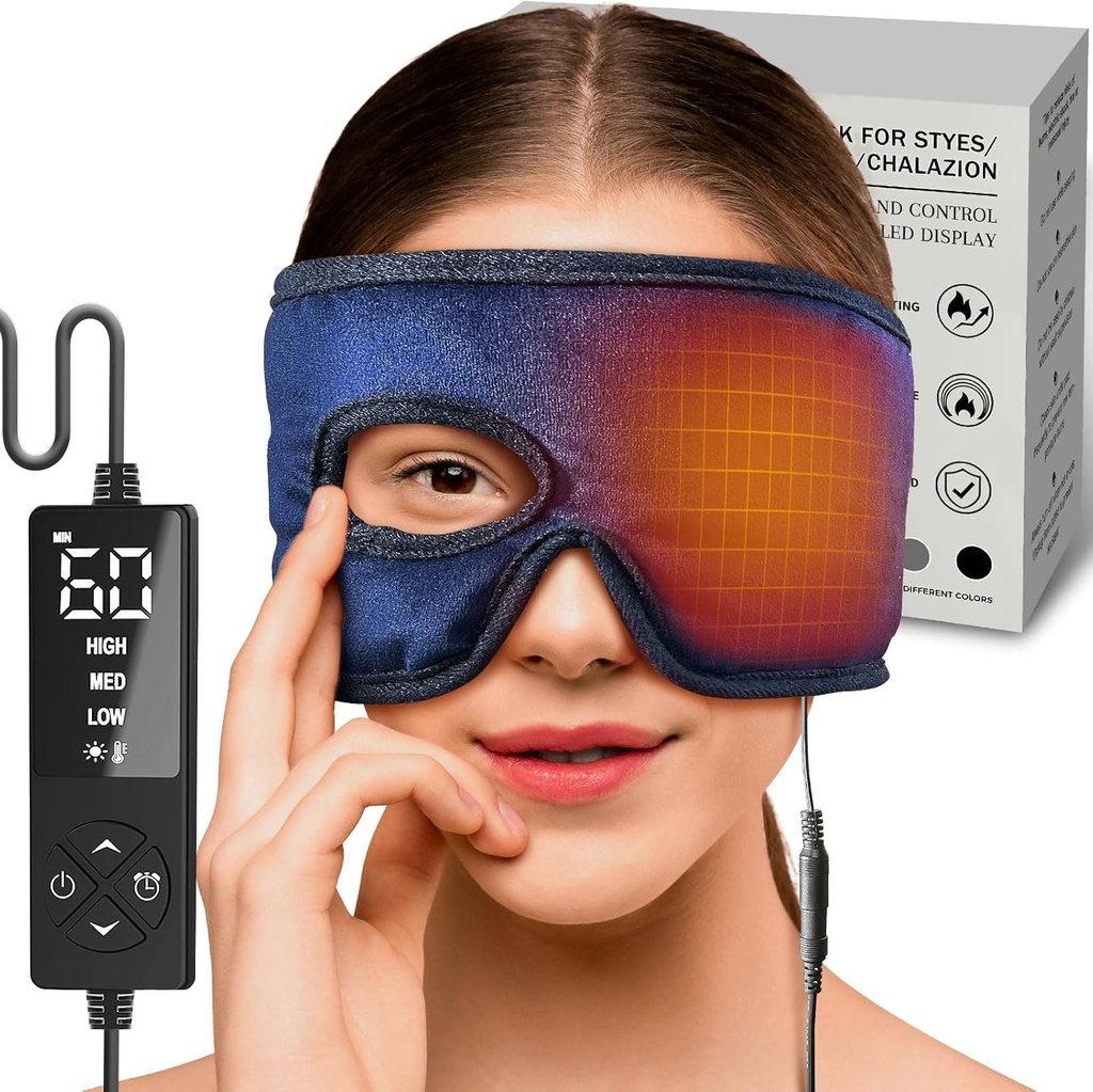 sticro Electric Stye Eye Compress Heizkissen für stabile Augenbehandlung mit Augenloch, Feuchtigkeitswärme für Stye Chalazion Blepharitis Relief für Links/Rechte Augenreizung