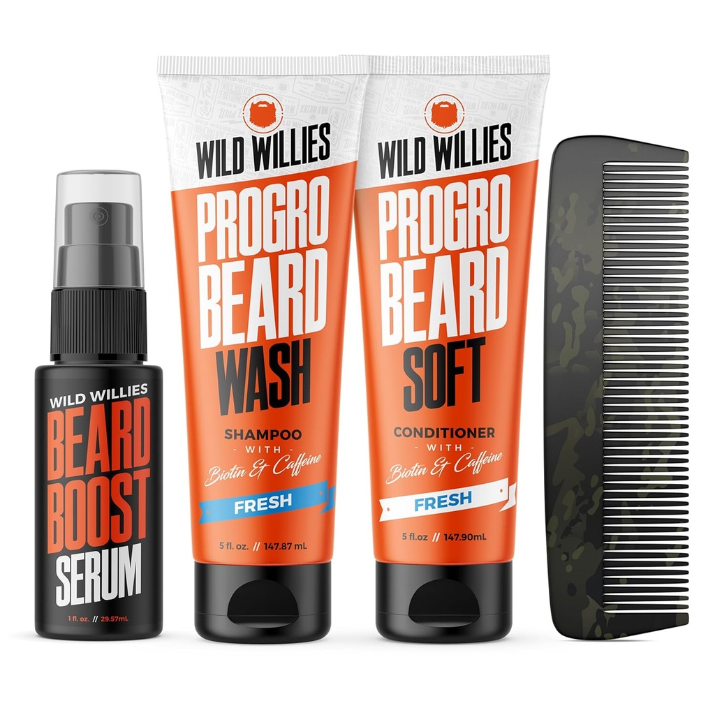 Wild Willies Beard Care Kit, Biotin Fortified Shampoo und Conditioner mit Koffein, Zwei 4-Oz Flaschen, fördert gesundes Bartwachstum