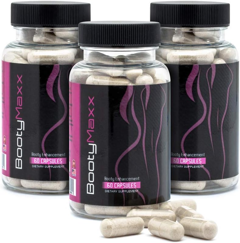 Pillole Booty Maxx, integratori per le donne e gli uomini, mira le curve, Butt Formula con ingredienti, il marchio originale Booty.