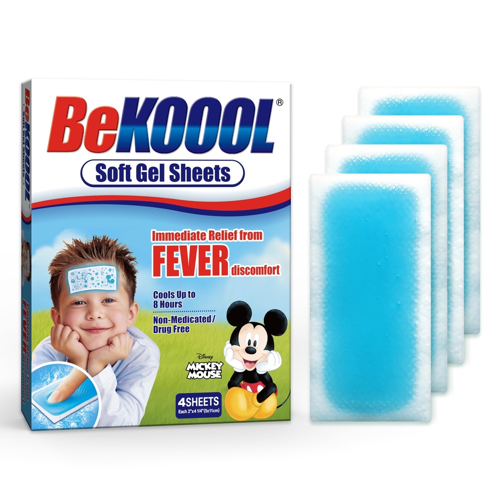 BEKOOOL Soft Gel Sheets for Kids for Cooling Relief da Fever disagio | 4 Count