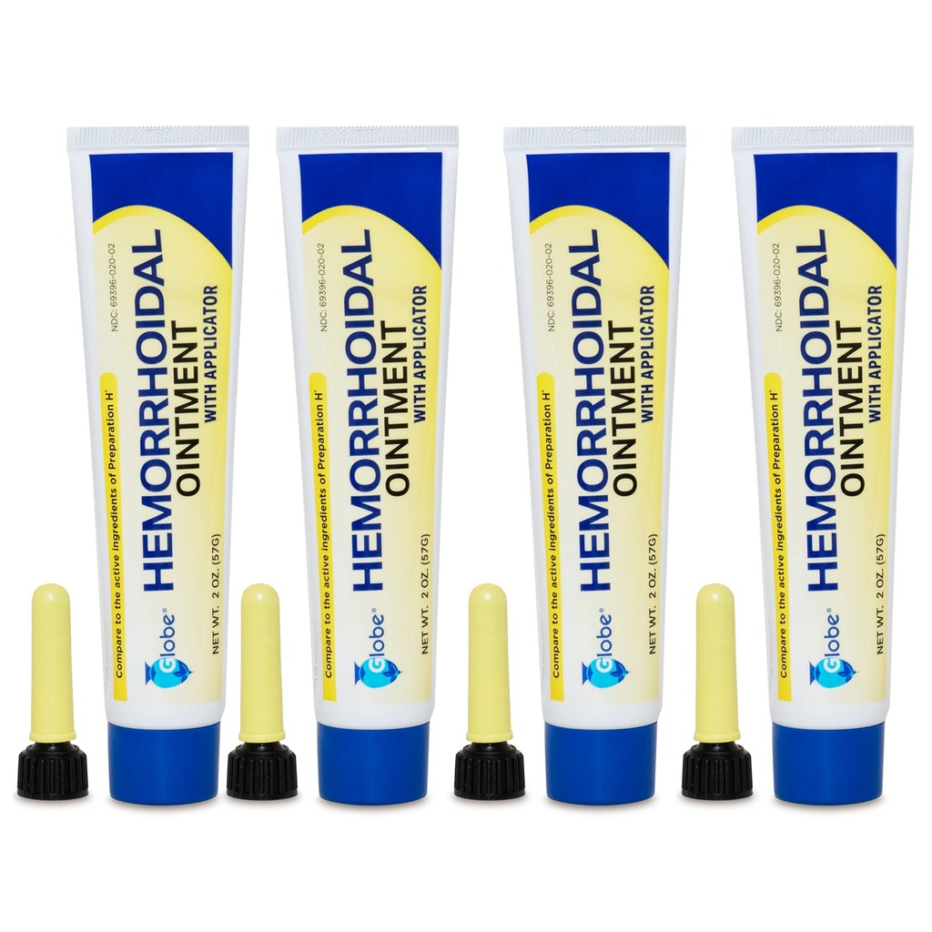 Globe Hämorrhoidale Salbe, Phenylephrin HCl, Petrolatum, Mineralöl, Relief aus Brennen, Juckreiz und Zerfall von Hämorrhoiden, 2 Unzen (4 Packung)
