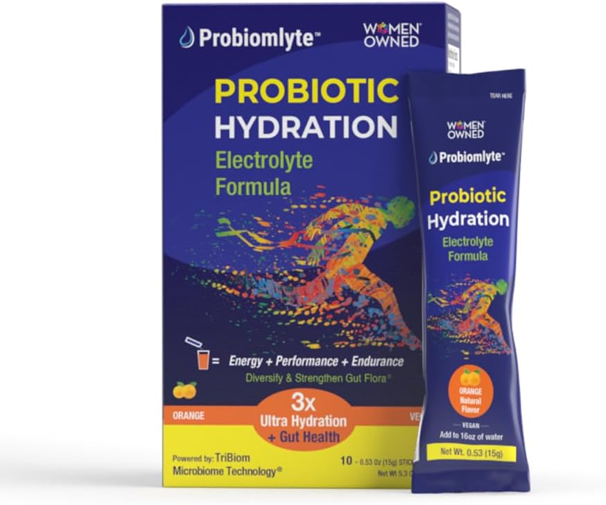 Probiomlyte- Probiotic Hydration Amplifier (Orange) mit patentierter TriBiom Microbiome Technologie für Endurance, Performance, Energy und Gut Health