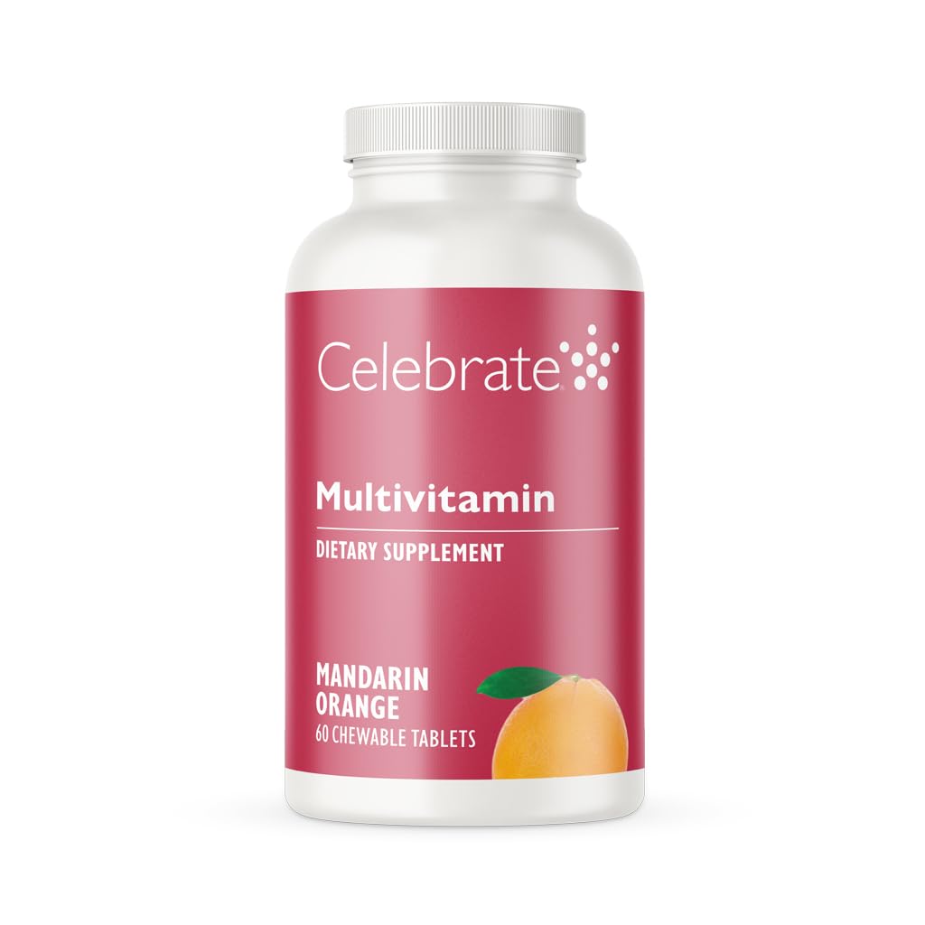 Celebrare Vitamine Bariatric Multivitamin Chewable, Iron Free - Post Gastric Bypass & Manica Gastrectomy Supplemento per Uomini & Donne - Minerali essenziali & Vitamina A, B, D & E - Arancione (60 compresse)