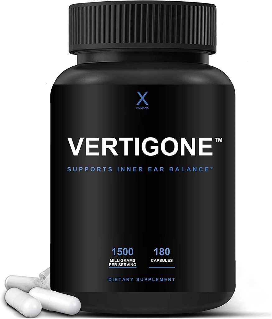 HUMANX VertiGone - Vertigo Relief - Zeitgeprüfte Zutaten - Antike natürliche Inner-Ohr-Balance-Ergänzung - Relieves Dizziness, Nausea, Spinning & Swaying Sensations - Non GMO - Dizzy Pill Aids