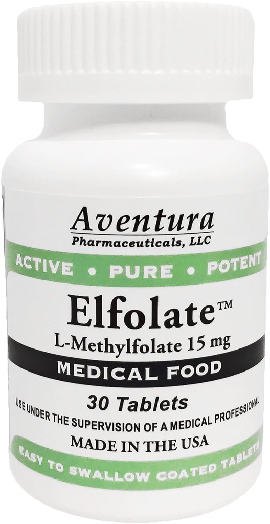 ELFOLATE® 15mg L-Methylfolat Methylfolat Methylfolat Medizinische Nahrungsergänzungsmittel Professional Stärke Aktiver Reiner Potent 30 Tabletten