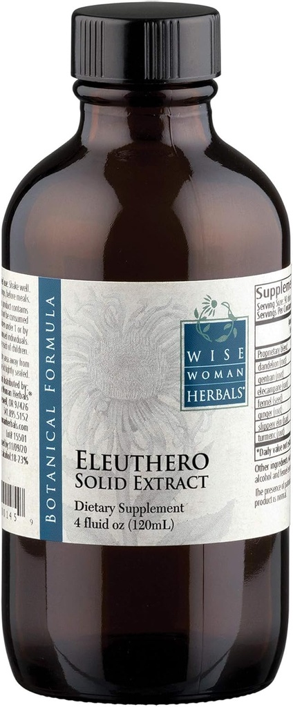 Sage femme Herbals Eleuthero Root Extrait solide 4:1, sans alcool, adrénal et support de stress, énergie, endurance mentale, soutien d'humeur équilibrée et immunité, 4 Fl Oz