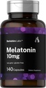 Horbäach Berkshire Labs Melatonin 10mg | 140 capsule di rilascio rapido | Formula di resistenza extra | Non-GMO, Integratore senza glutine