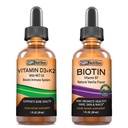 SBR Nutrition D3+K2 und Biotin Bundle Vitamin D3K2 (MK7) Flüssigkeitstropfen, Pfefferminz, 1oz | Biotin 5000mcg Flüssigkeitstropfen, Vanille 2oz | für Erwachsene & Kinder | Non-GMO, Glutenfrei