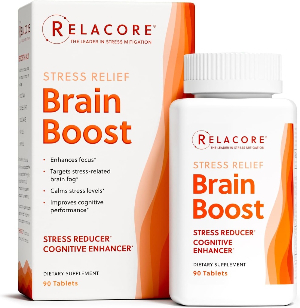Brain Boost Brain - Ridurre Stress-Related Brain Fatigue, Migliorare la messa a fuoco e la memoria, Bacopa, L-Carnitine, Quercetin – 90 Ct
