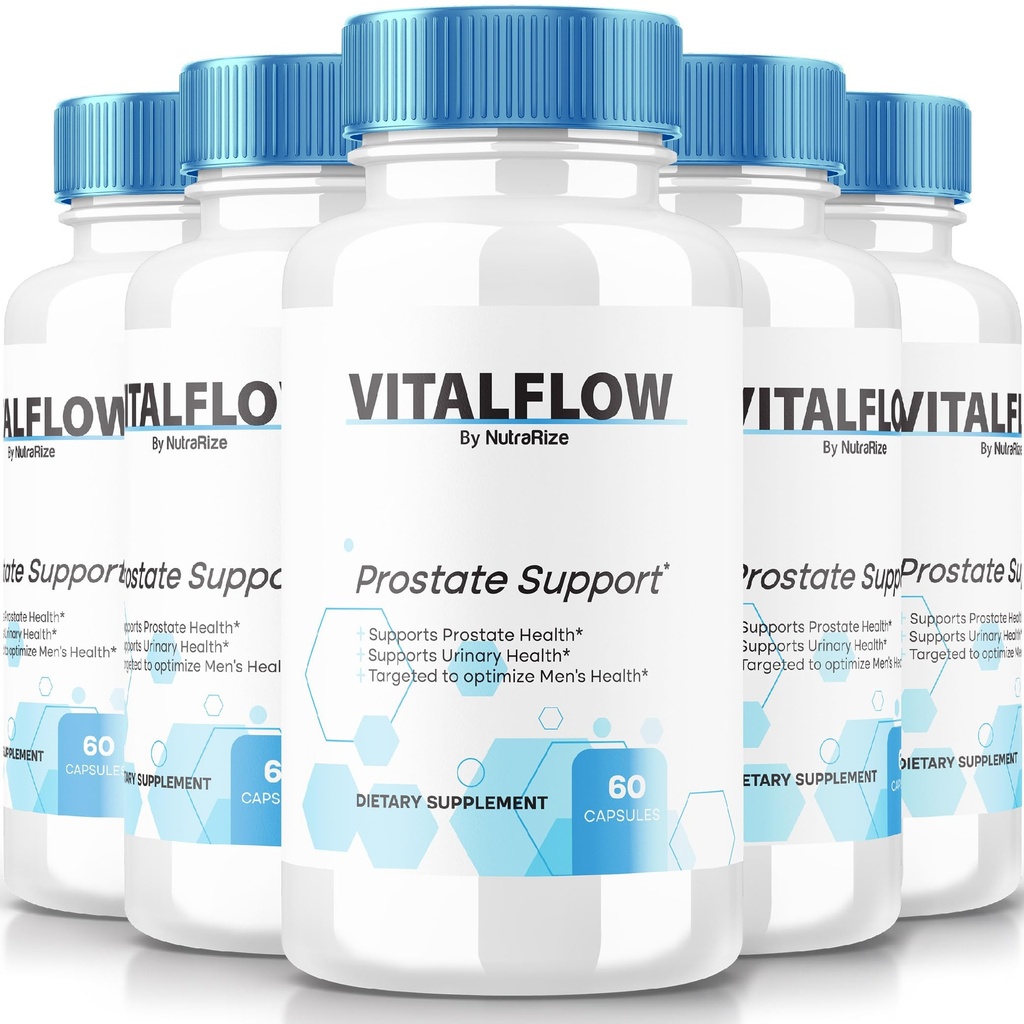 (5 Pack) Gélules VitalFlow, formule de soutien de la prostate avancée VitalFlow, formule naturelle officielle pour le contrôle du régain, pilules de force maximale pour le bien-être, commentaires de flux vital (300 capsules)
