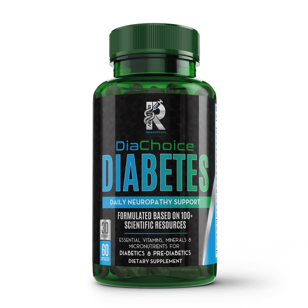 DiaChoice Neuropathy Support with Alpha Lipoic Acid 600 mg, to Fortify Nerve Health & Support Healthy Nerve Function, ALA, Co Q10, Magnesium, Zinc, Vitamins B12, B9, B6, B3, B2, B1, D, C, E & 5 more
