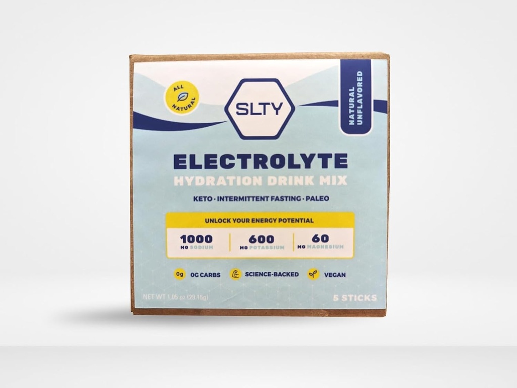 SLTY Elektrolyt Haydration Drink Mix Vegan Keto Paleo Gut für intermittierendes Fasten, 1.05oz (Pack mit 5)