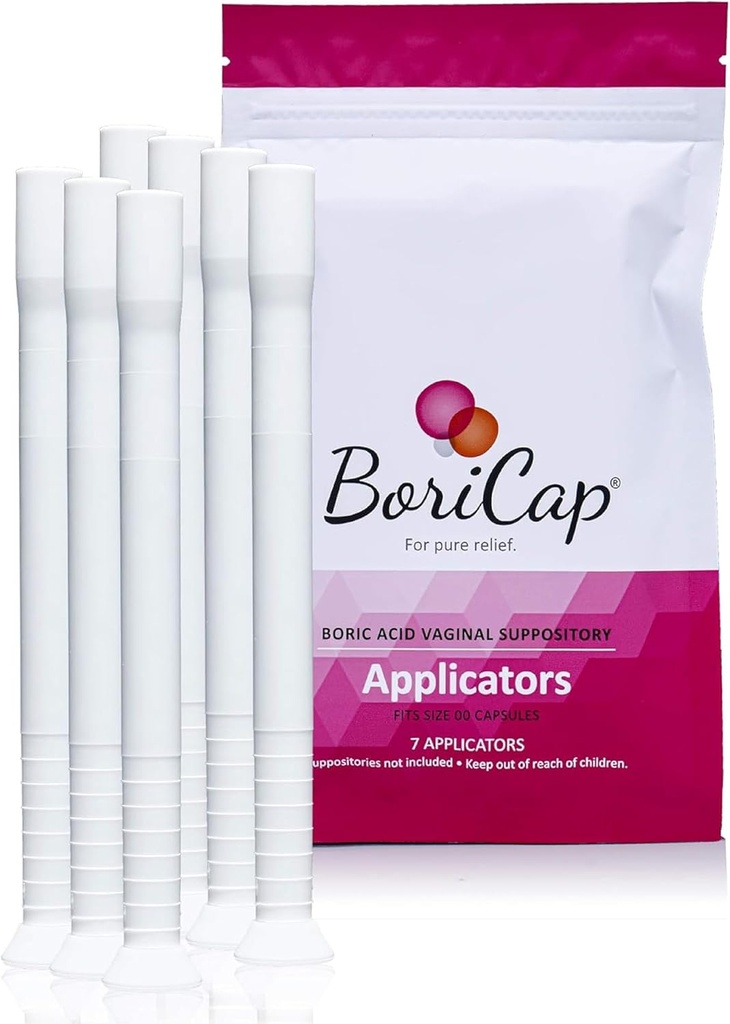 BoriCap - Applicatori vaginali dell'acido borico - Soluzione igienica per l'inserzione facile del applicatore degli glidi - Lavabile e riutilizzabile - Prodotti per la cura e l'igiene femminile - Made in USA da Heale - 7 ct