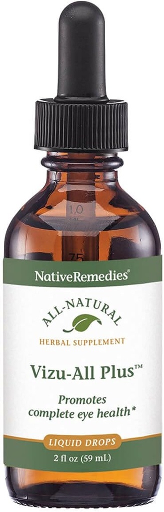 Rimedi nativi Vizu-All Plus - Tutto integratore naturale di erbe per una visione normale chiara e sana, occhi trasparenti - promuove la funzione e la circolazione degli occhi sani - 59 mL