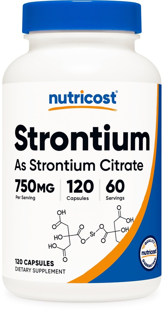 Nutricost Strontium Capsules 750mg, 120 Capsules - Vegetarian, Non-GMO, Gluten Free