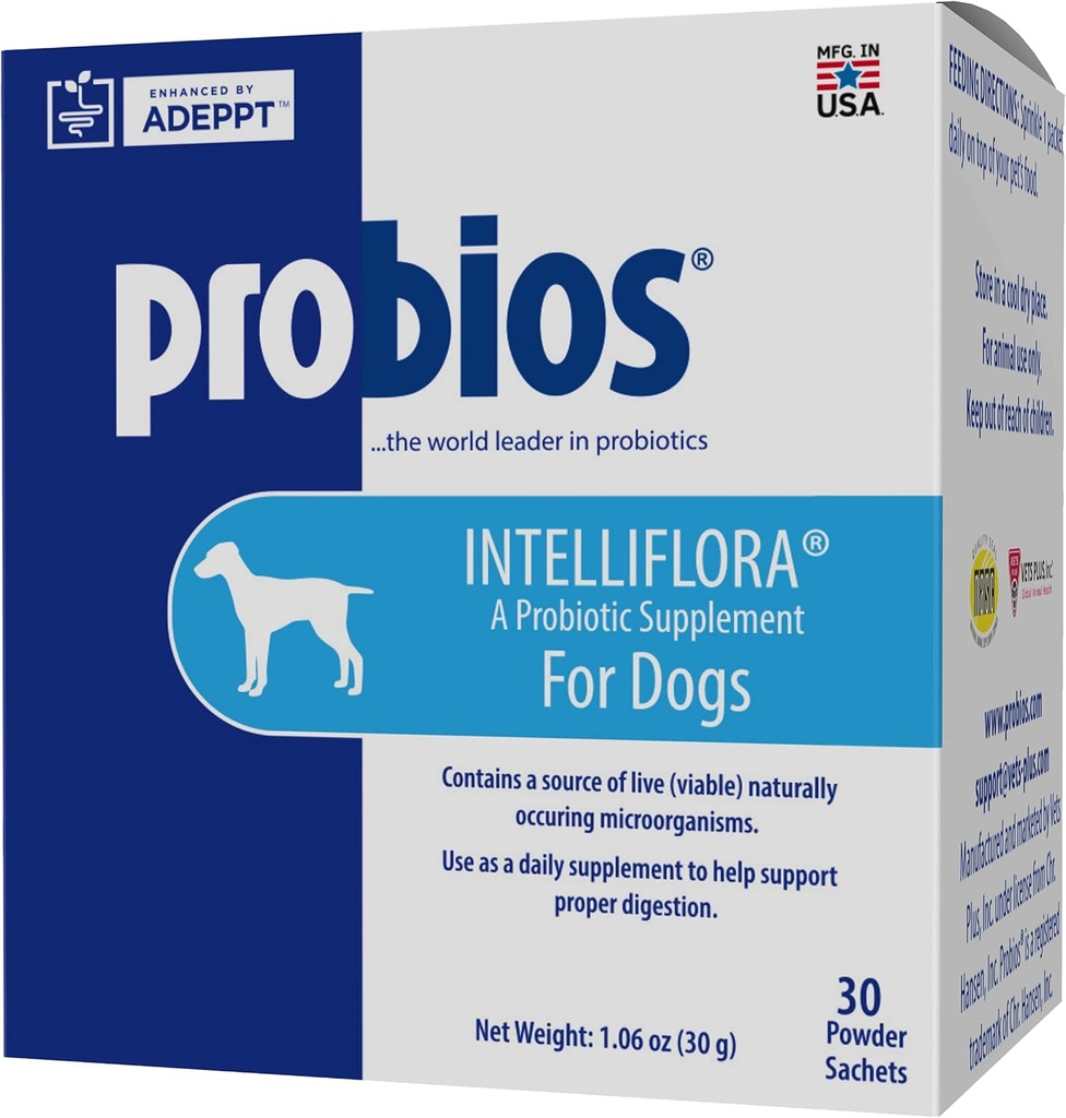 Probios Intelliflora per Cani, Polvere Probiotica Giornaliera, Integratore Nutritivo per Salute Gut, Digestione e Supporto Immune, 30 buste