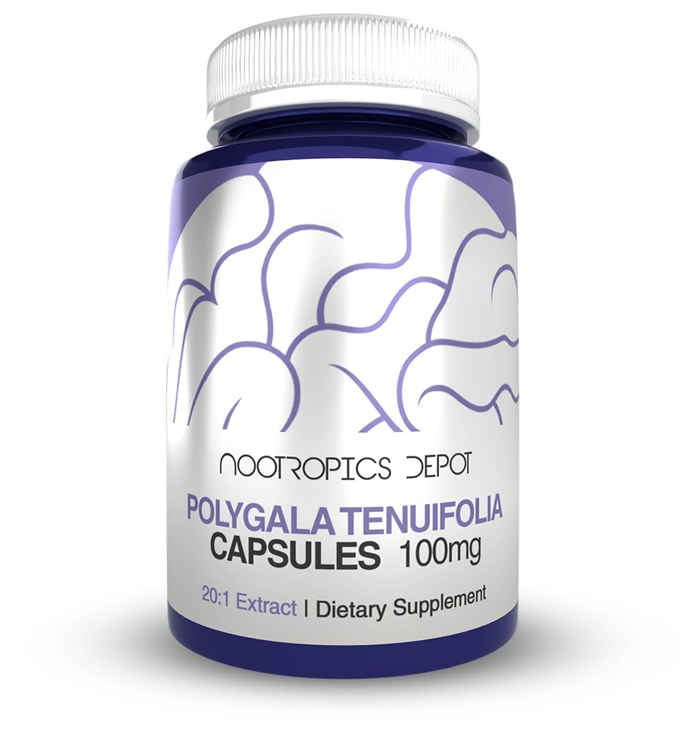 Nootropics Depot Polygala tenuifolia Kapseln | 100mg | 180 Count | 20:1 Extrakt | Yuan Zhi | Fördert kognitive Funktion, Lernen und Gedächtnis | Unterstützt gesunde Stress Levels | Adaptogen Supplement