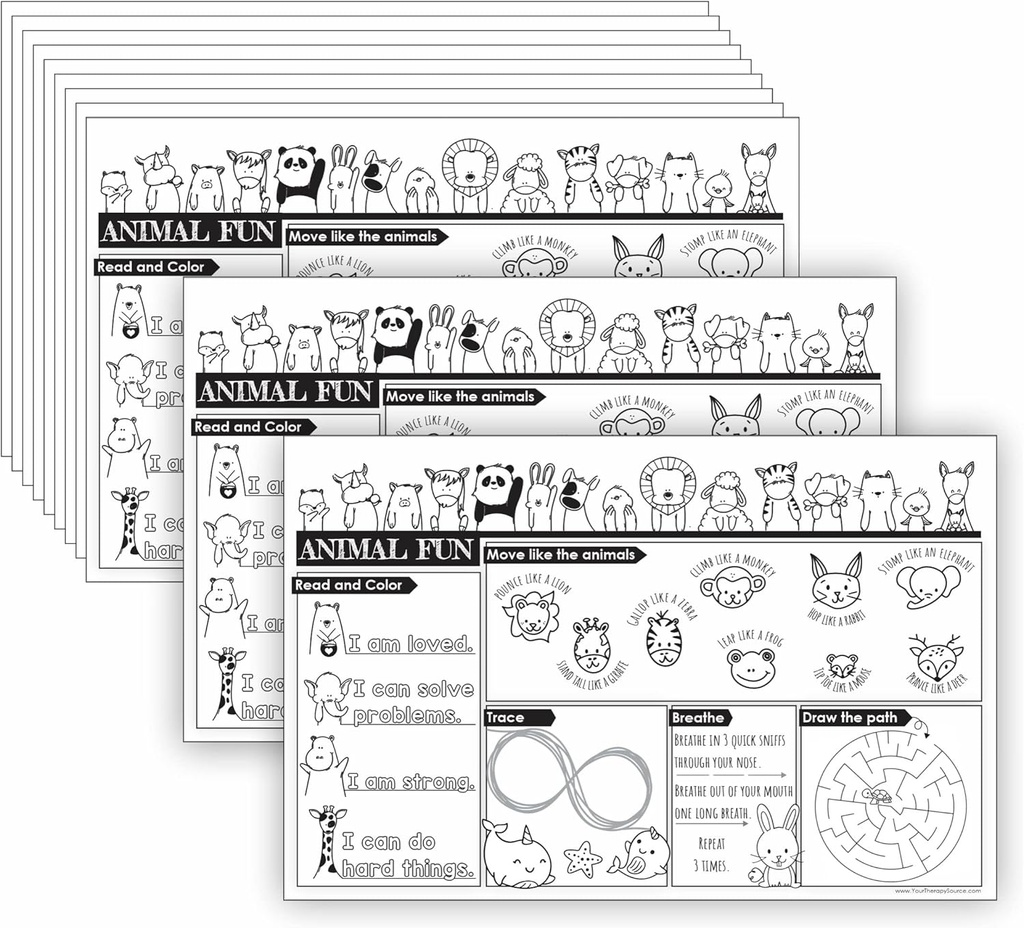 Pages de coloriage d'animaux pour les enfants Tablettes d'activités en vrac pour les enfants Compétences motrices brutes, Aptitudes motrices fines, Compétences motrices visuelles, Activités de rupture cérébrale, Outils ADHD pour les enfants, Matériels d'apprentissage de l'autisme