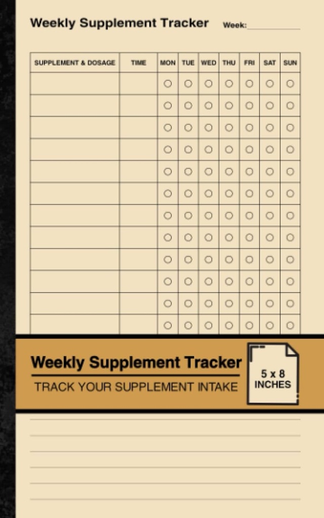 Wöchentliche Ergänzung Tracker: Einfache Ergänzung Logbuch | Track Your Supplement Intake | Small