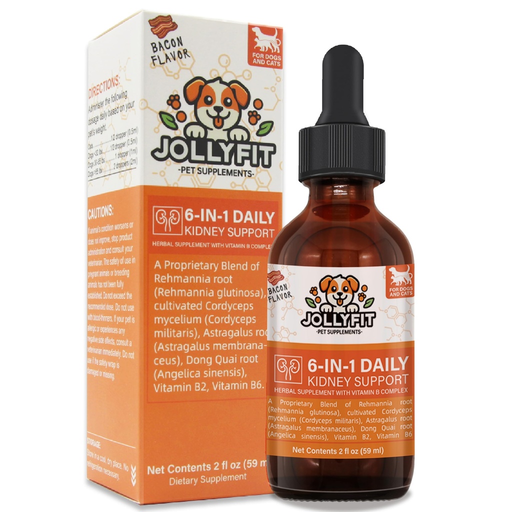6-in-1 Supporto renale per cani e gatti – Promuove la funzione sana del rene, i livelli di energia e l'equilibrio fluido – supplemento erbario di Formula Veterinaria con vitamina B2 & B6 – 2 fl oz (59 ml)