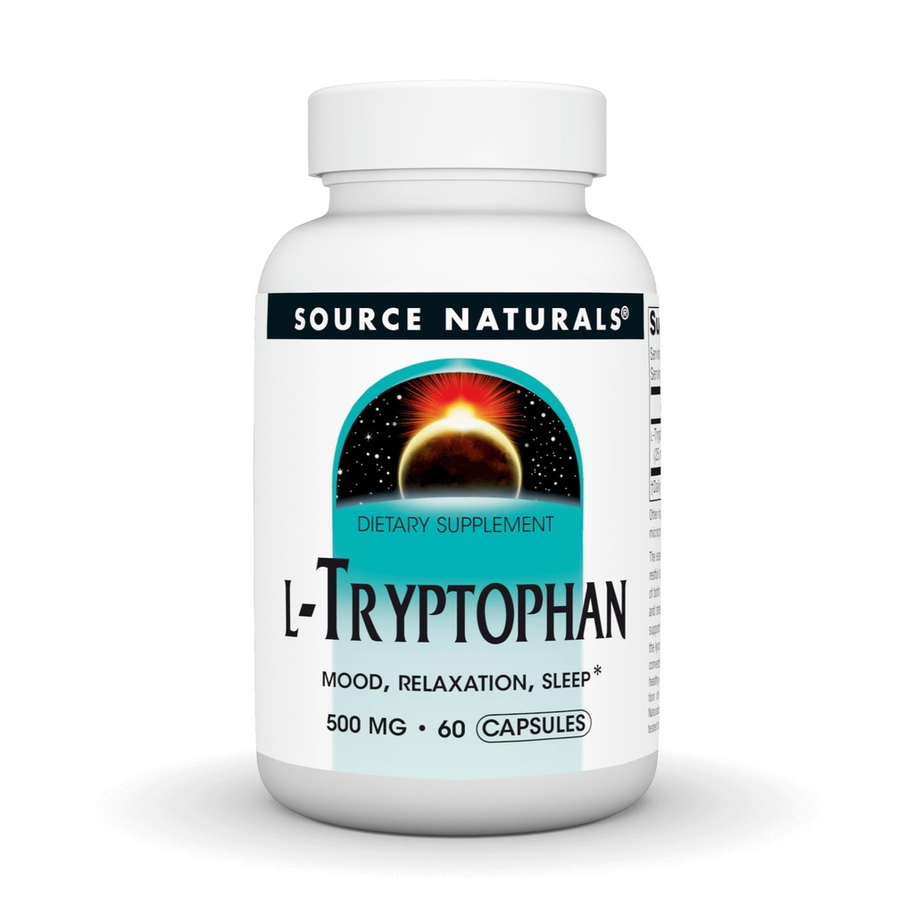 Fonte Naturals L-Tryptophan, per Mood, Relax e Sonno*, 500mg - 60 capsule