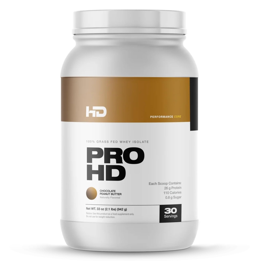 HD MUSCLE ProHD Protein | 100% Gras Fed Whey Isolate | 25g Protein, 114 Kalorien, 0g Fat | Zero Fillers oder Amino Spiking | 30 Servierungen (Chocolate Peanut Butter)