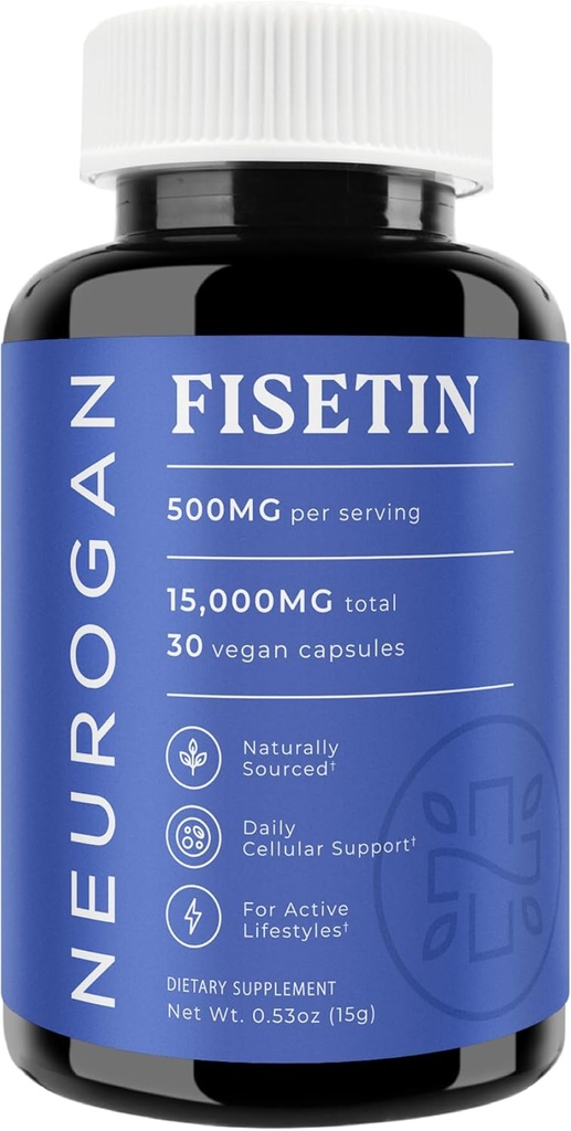 Neurogan Fisetin Supplemento 500MG - 30 Count 98% Pure | Sanitario-Aging & Brain Health Fisetin Capsule | Integratori di Cervello per Memoria e Focus, Supporto Senolitico | Polifenoli naturali, Non OGM
