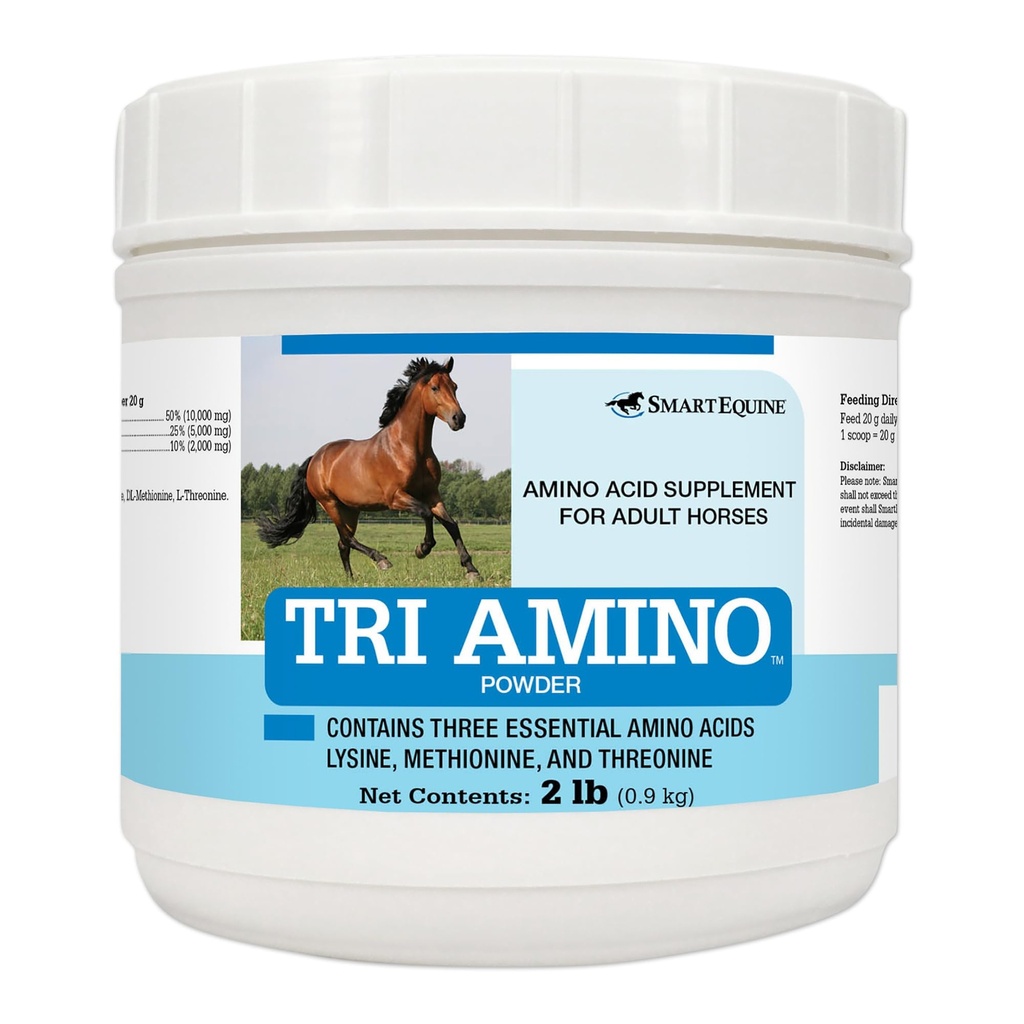 SmartEquine Tri Amino | Lysine Pferde Ergänzung mit Methionin & Threonin für starke Muskeln | Gesunde Topline | Assist in der Proteinproduktion | 2 LB