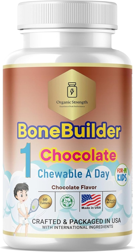 Bambini Bone Builder 1 Chewable A Day Halal Vitamins Chocolate Flavor per età 4-12 60 Serve
