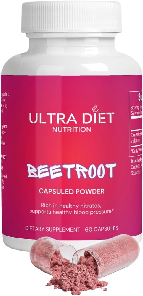 Capsules de betterave biologique, 1300mg, Oxyde nitrique, 100% naturel, non OGM, 60 Capsules