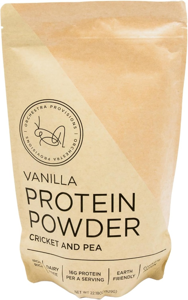 Vanilla Cricket und Pea Protein Powder Blend, 16g Complete Protein, Lactose-Free, Whey-Free