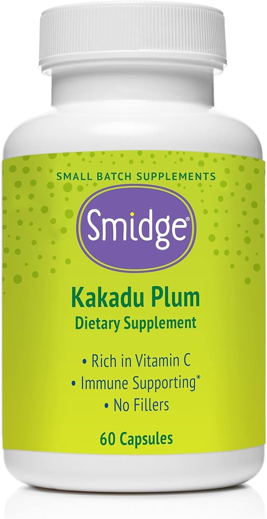 Smidge® Kakadu Plum Capsules, 60 ct. Pure, vitamine C non-OGM de l'Australien Kakadu Plum. Pas de remplissage, pas d'acide ascorbique