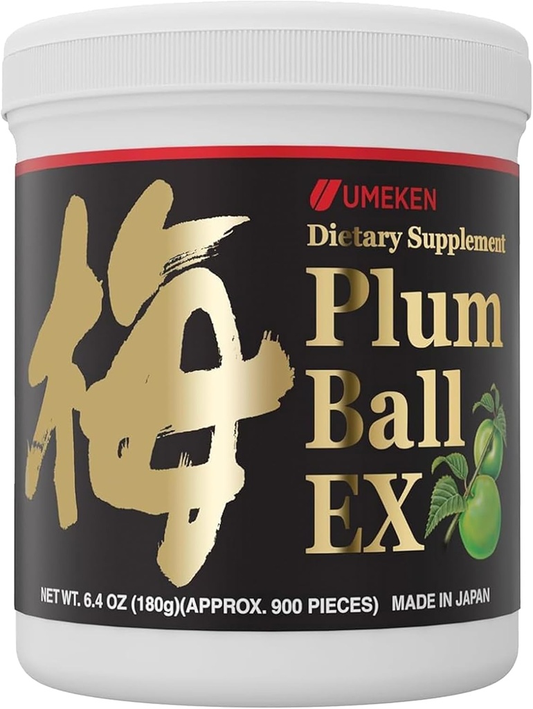 Umeken Plum Ball EX, Konzentrierter Extrakt mit Antioxidantien, Zitronensäure und Mumefural, Tägliche Ergänzung, Japanischer Grüner Pflaumenextrakt, 3 Monate Versorgung, 6.4oz, 180g Flasche, 1 Packung