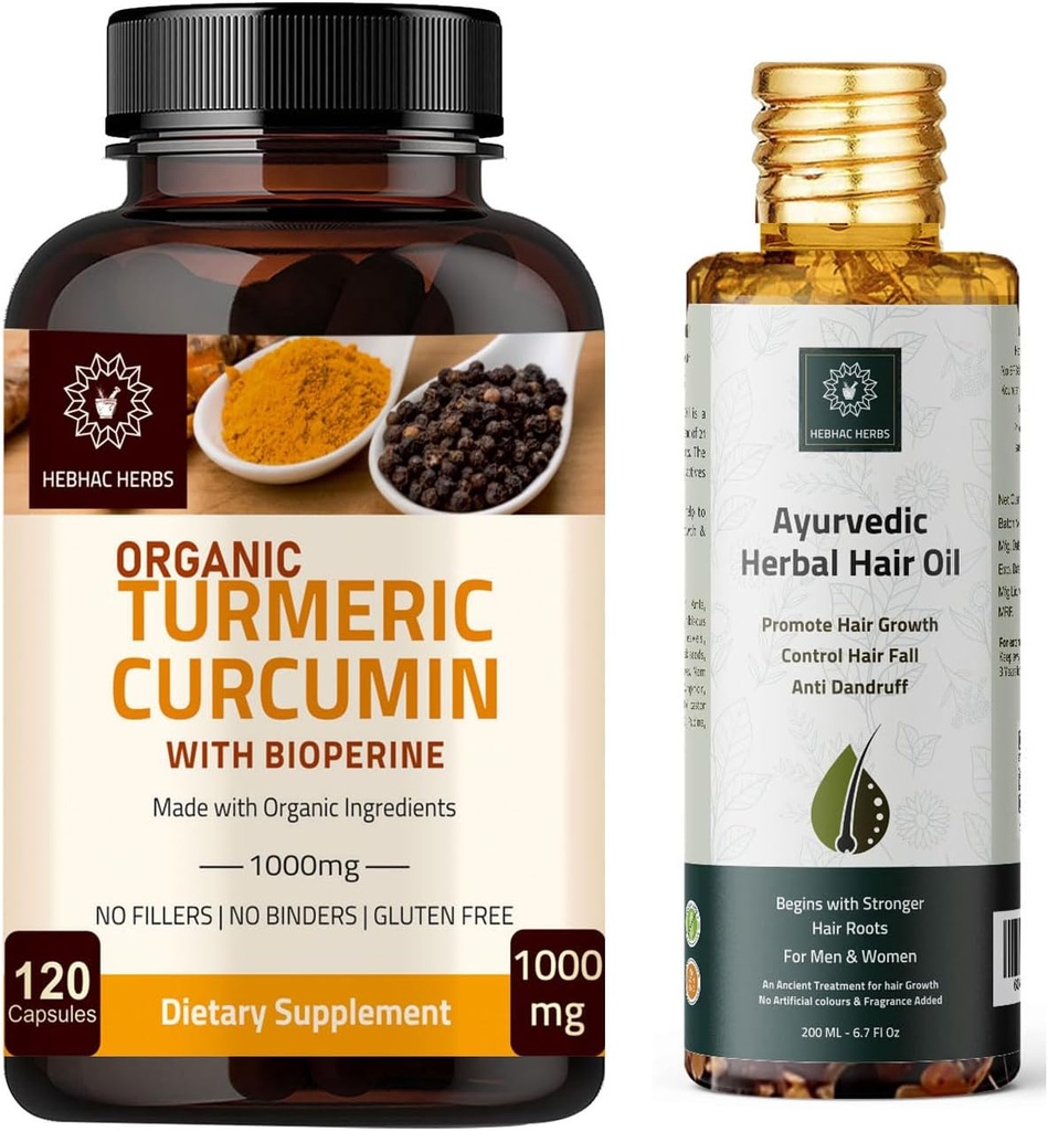Kurkuma Kapseln und Ayurvedische Kräuter-Haaröl