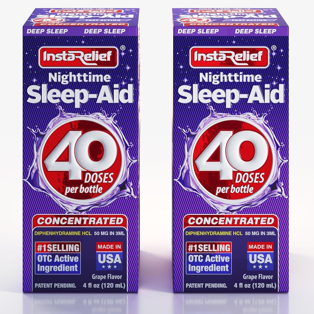 Nacht-Schlaf-Aid-Flüssigkeit, 50mg Diphenhydramin HCl, Twin Value Pack (80 Dosen), Grape Flavor, Fall Asleep Fast & Stay Asleep Longer