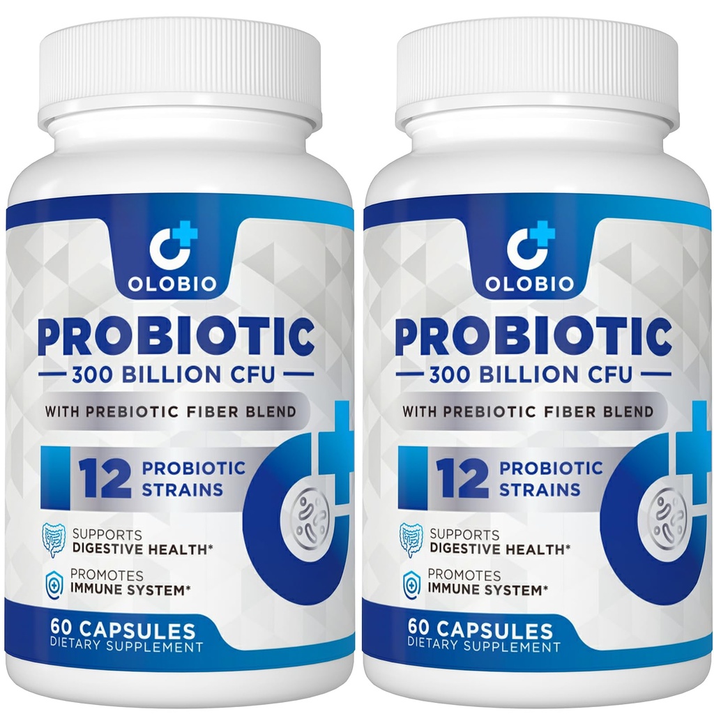 300 miliardi di CFU Probiotici, 12 Stin con 3 Prebiotici Organici, Probiotici per Donne e Uomini, Supplemento giornaliero per Digestivo, Immune, Gut & Bloating Health, Shelf Stable, Vegan, 120 conti