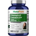 NusaPure clorofilla 200:1 estratto, 400 mg Equivalente a 80.000mg 60 Caps Veggie (Equivalente 80000mg per porzione, Non OGM, Vegan) Clorofillina di rame di sodio