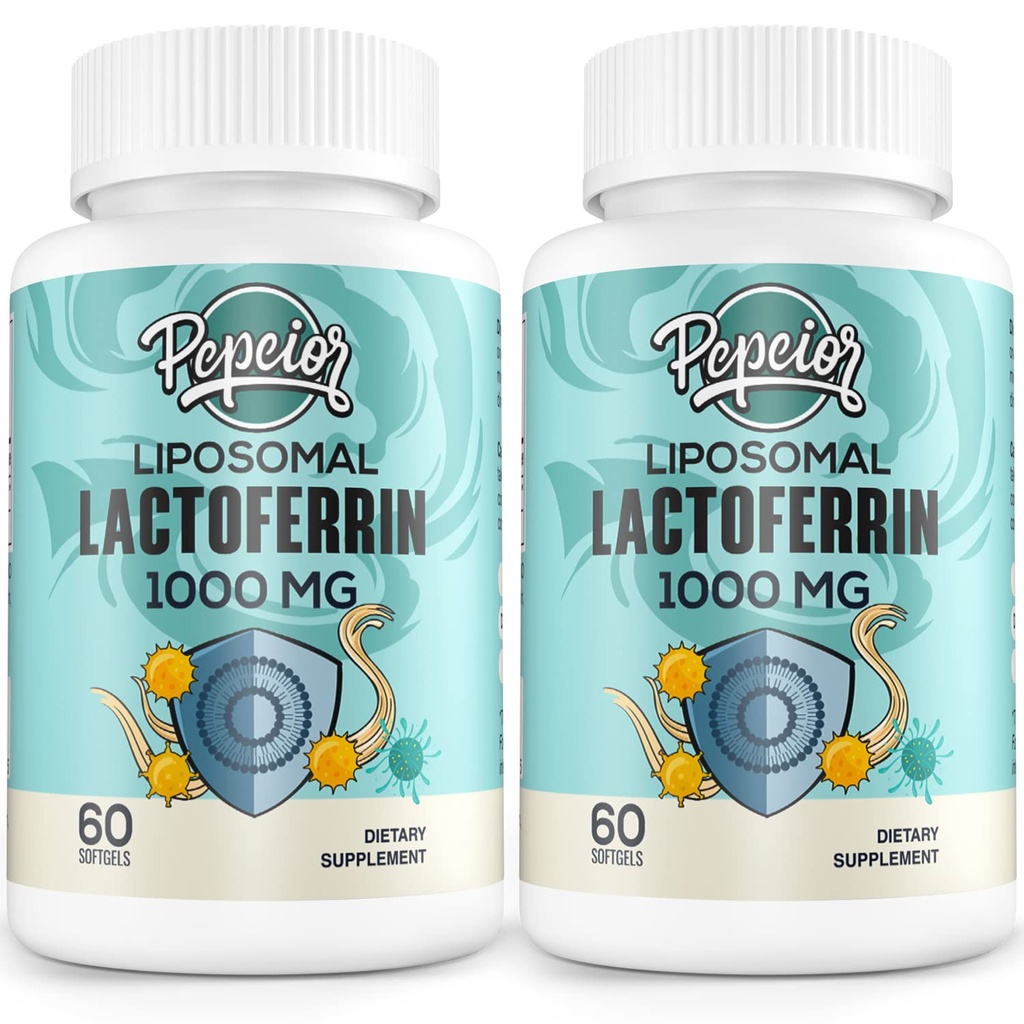 Lactoferrine bovine liposomique 1000 mg - pour l'absorption du fer et la fonction immunitaire Lactoferrine suppléments pour adultes, 60 softgels (2 bouteilles)